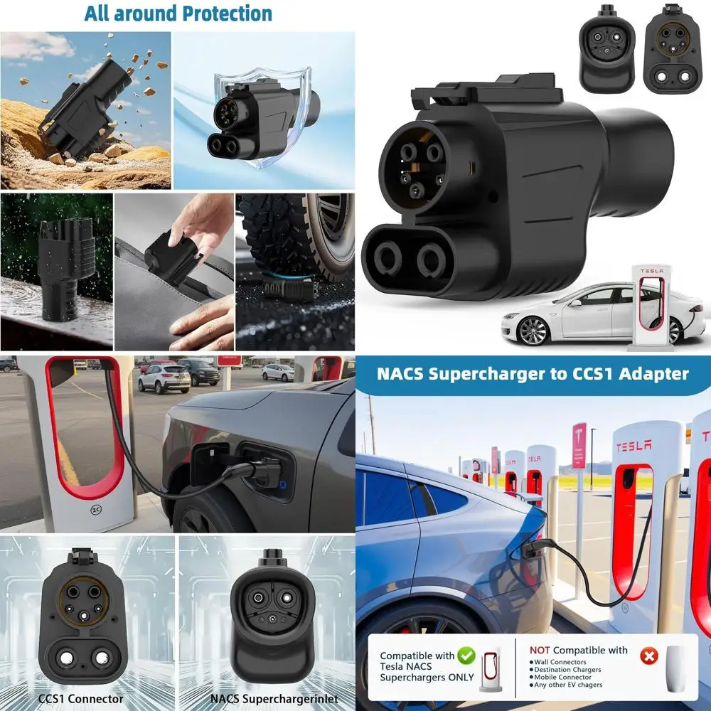 محول NACS إلى CCS - محول السيارة الكهربائية Tesla Supercharger (NACS) إلى CCS1، محول شحن سريع 500 أمبير/1000 فولت تيار مستمر NACS إلى CCS1