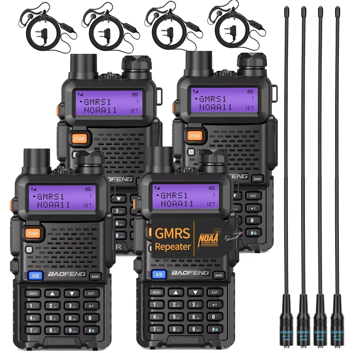 Baofeng UV-5R GMRS Walkie Talkie Dual Band VHF UHF Long Range High Power NOAA Rechargeable UV5R UV 5R Handheld Ham Two Way Radio