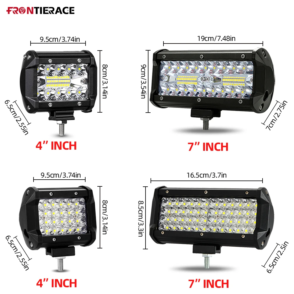 Barra de luz LED de trabajo para coche, luces de inundación para conducción todoterreno, lámparas de 4/5/7 pulgadas, Combo de haz para 12V 24V ATV