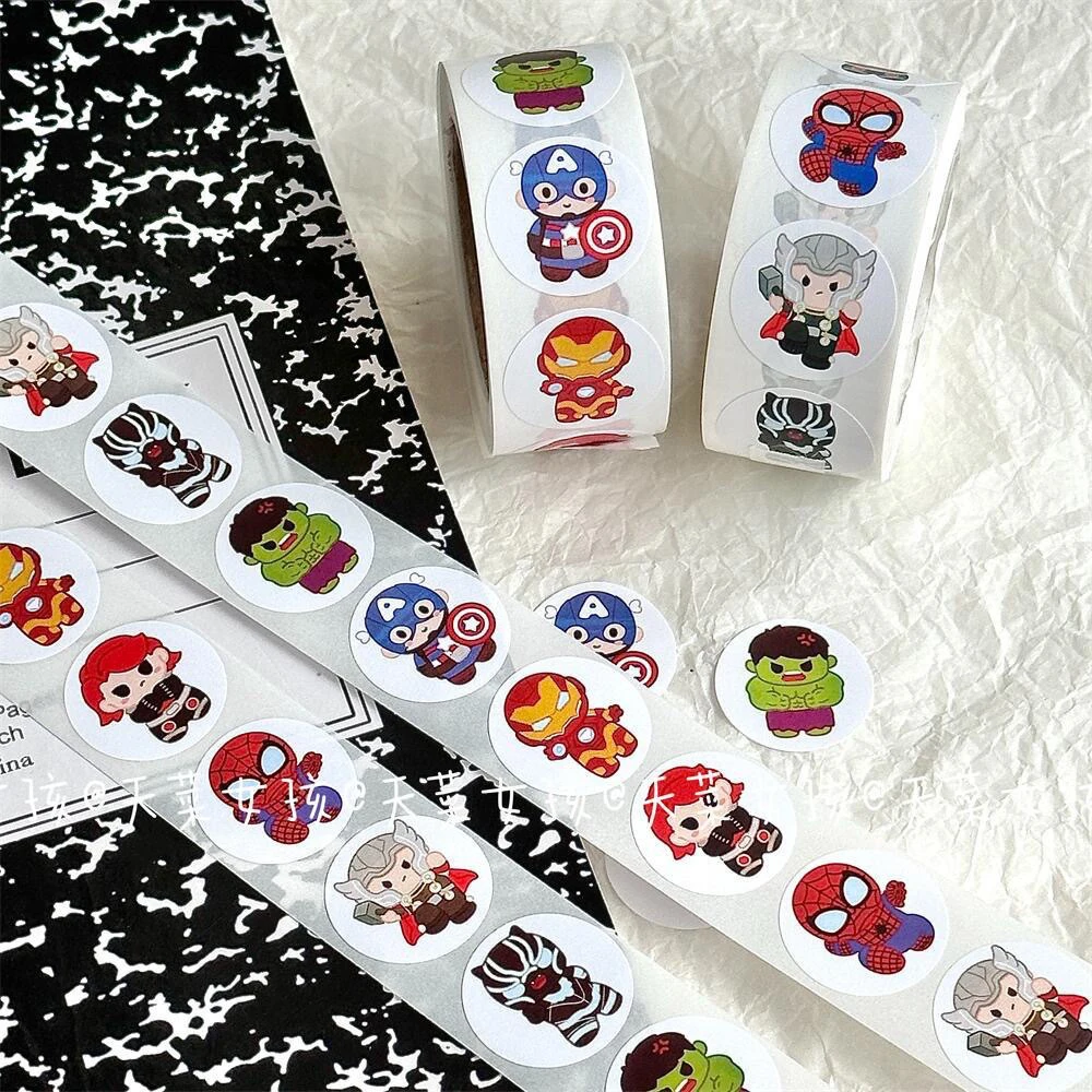 

500pcs/roll Disney Cartoon The Avengers Sealing Stickers Cute Anime Super Heros Decals Diary Phone Laptop Kid Reward Sticker Toy