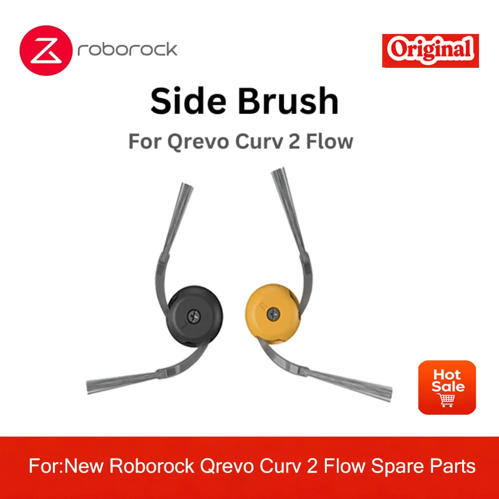 Original Side Brush For Roborock Qrevo Curv 2 Flow ,0-Twisted Double Brush Accessories