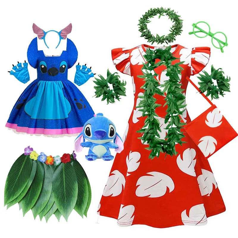 Baby Disney Film Stich Rolle Spielen Kostüm Sets Cartoon Niedliche Prinzessin Kleid Bühne Leistung Halloween Karneval Kinder Kleid