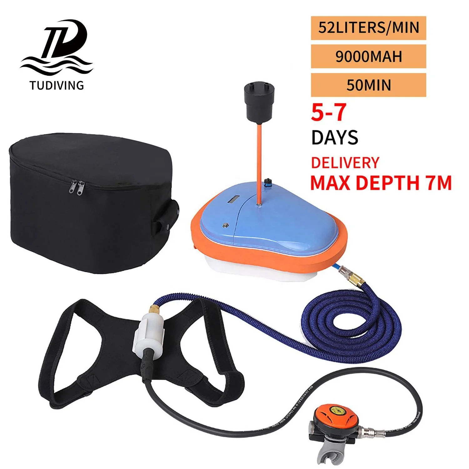 

Durable Safe Z100 45Mins Portable Outdoor Water Sport Underwater 7 Meters Tankless Diving Equipment Mobile Ventilator