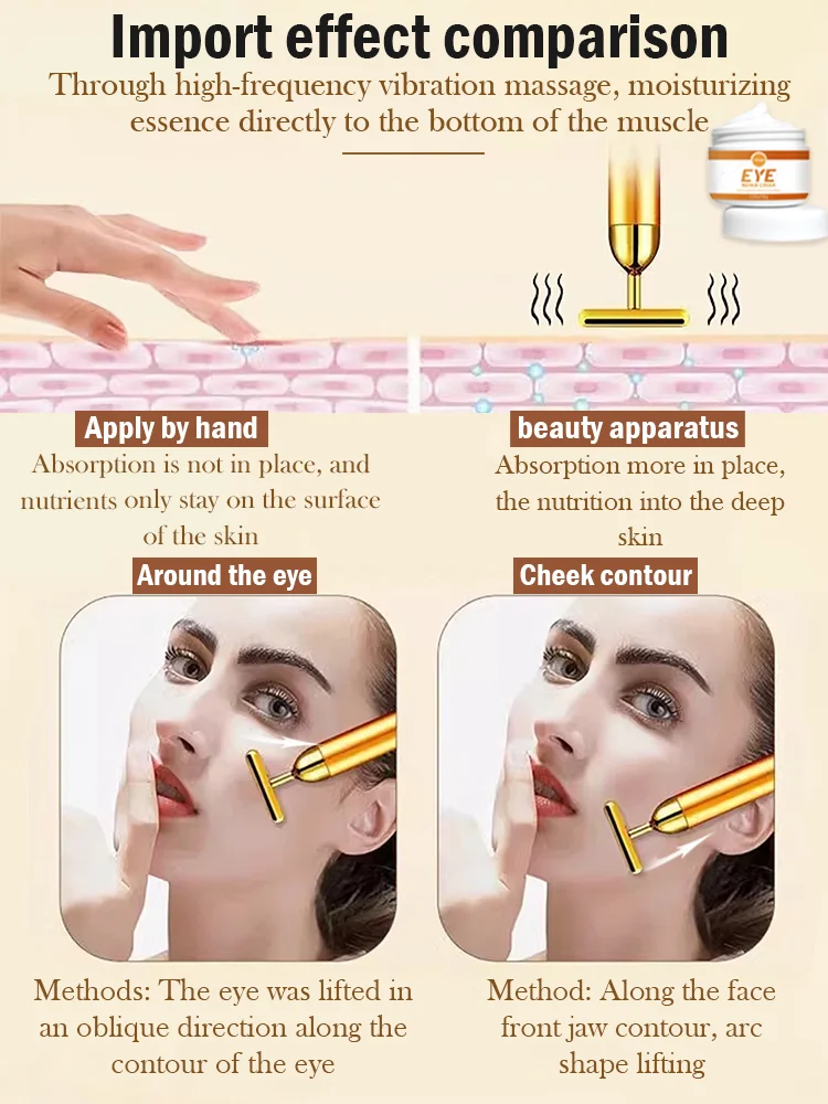 Dispositivo de belleza dourado bastão de masaje bastão de ouro vibrador masajeador elétrico bastão de belleza facial