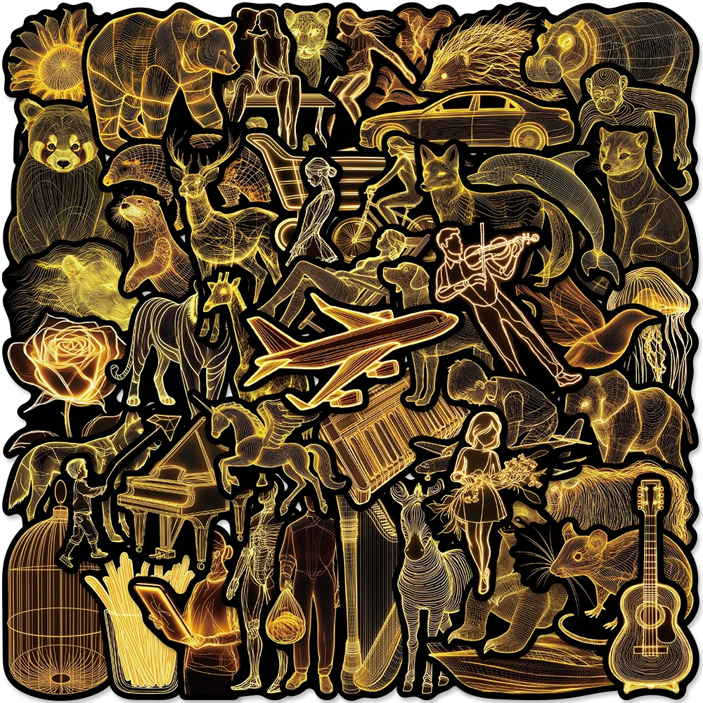 5 zestawów zabawnych naklejek w stylu kreskówkowym z żółtymi zwierzętami, estetyczne, wodoodporne, do graffiti, na bagaż, gitarę, laptopa, telefon.