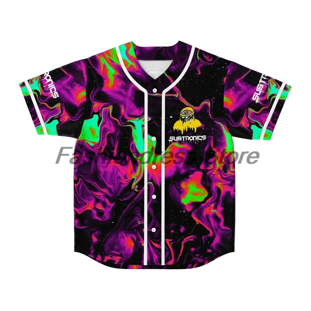 Music Festival Merch Subtronics Jersey Baseball Jacket Shirts V-Neck Short Sleeve Button-up Tee Women Men Streetwear Tops