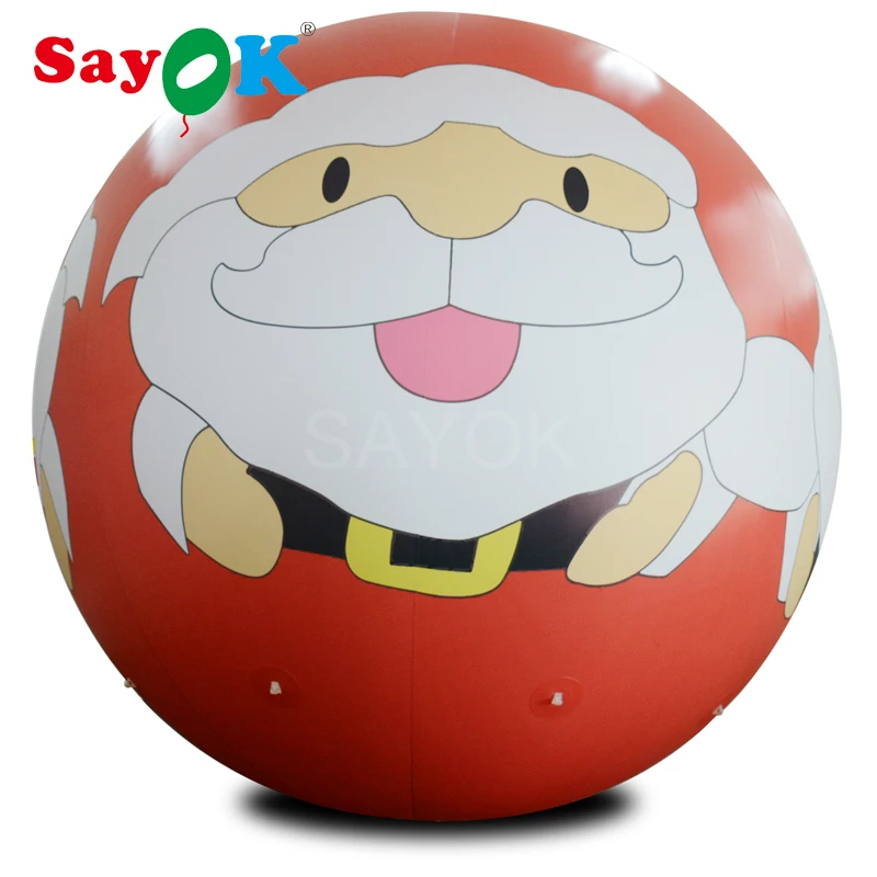 

2m/3m Pvc Inflatable Helium Balloon With Lights, Large Helium Balloon With Santa Printing For Christmas Event Party