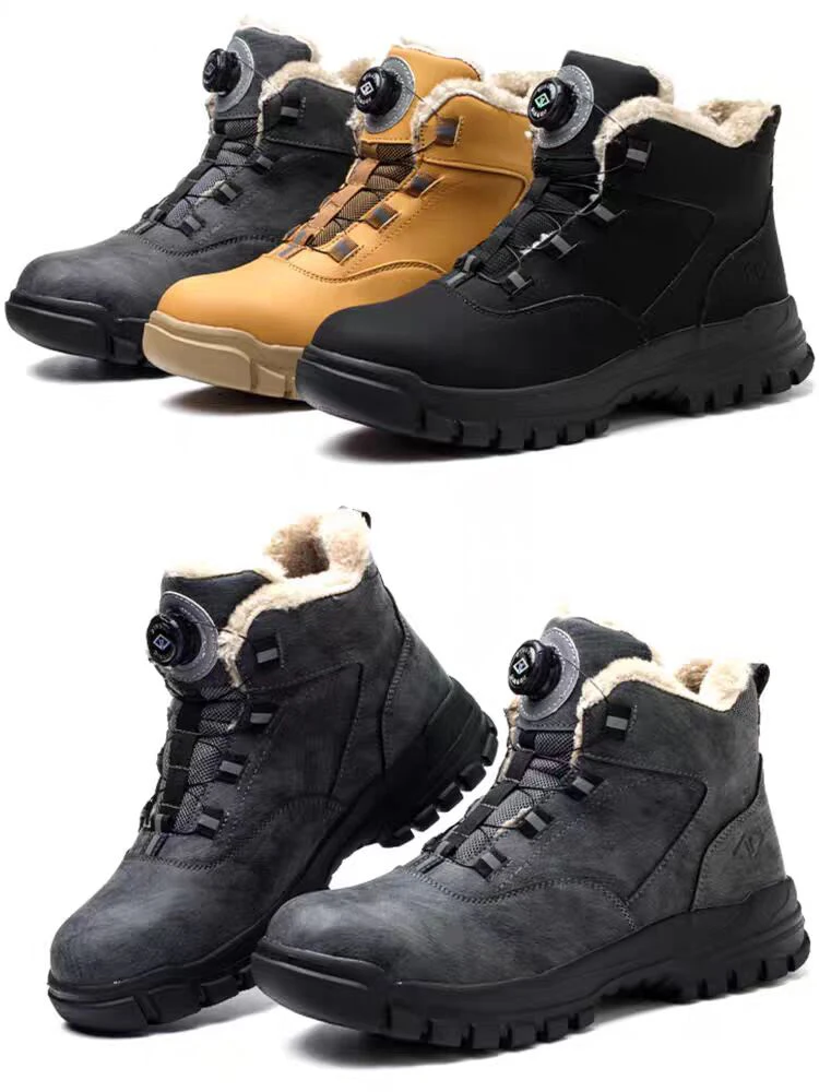 Bottes de sécurité à boutons rotatifs pour hommes, bottes de travail Parker en acier, chaussures de sécurité protectrices à boucle indée, chaussures