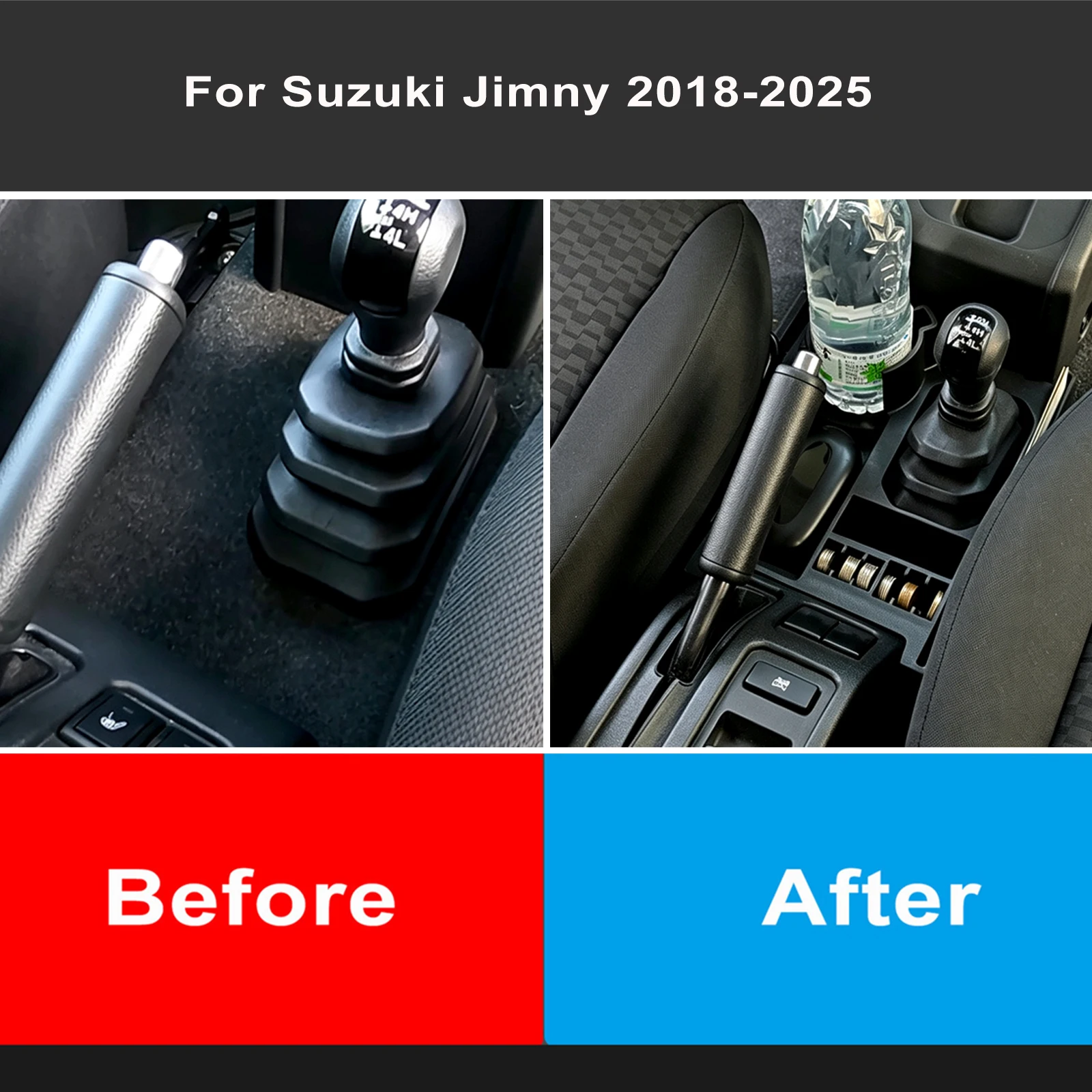 Car Storage Box AT Automatic Transmission For Suzuki Jimny 2018-2025 Center Console Cup Holder Central Storage Box ABS Silicone