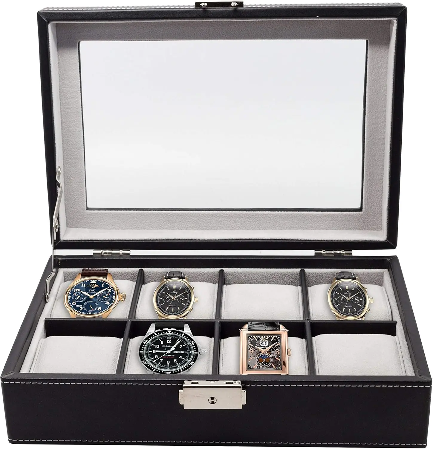 

Extra Large Watch Display Case for 65mm Watches, Glass Top Organizer Box with Large Pillows