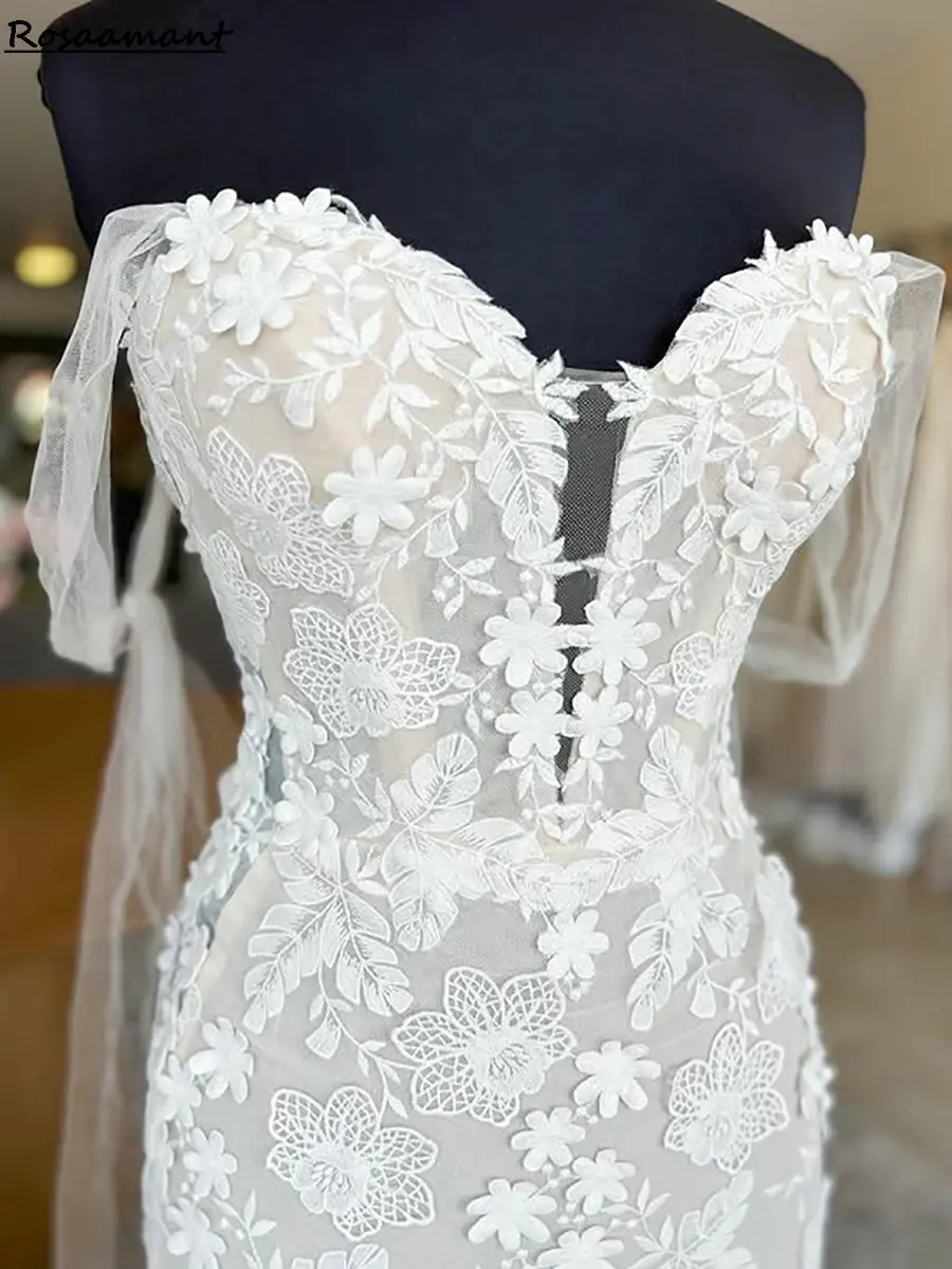 Новейшие иллюзии с открытыми плечами, свадебные платья русалки, без рукавов, аппликации, кружевные свадебные платья в стиле кантри