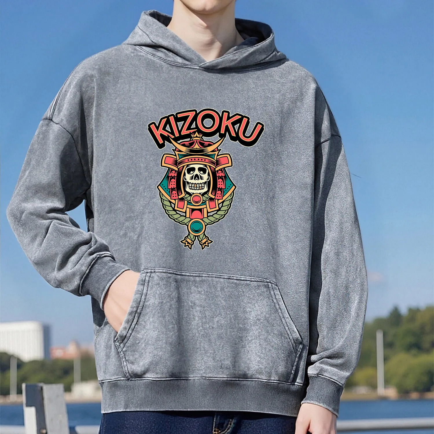 

KIZOKU толстовка с капюшоном в стиле ретро, унисекс, повседневный спортивный стиль, изготовленный из чистого хлопка, уличный стиль, 400 г