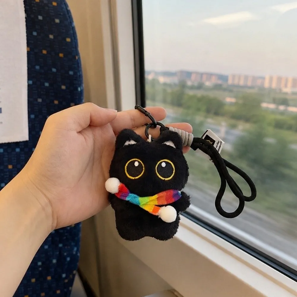 New Cartoon Design Black Cat Doll Keychain Lovely Cat Doll Doll Bag Pendant Mini Car Key Ring School Bag Decoration