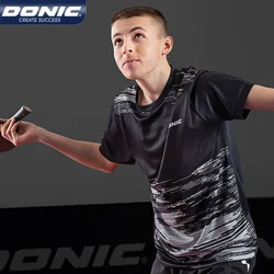 DONIC Breathable Table Tennis Jersey Quick Dry Ping Pong T-shirt Round Neck Lapel Sports Tops Short Sleeve