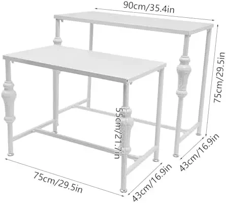 Industrial Retail Display Tables, Set of 2 Standing Clothing Shoes Display Rack Adjustable Feet Boutique Display Table