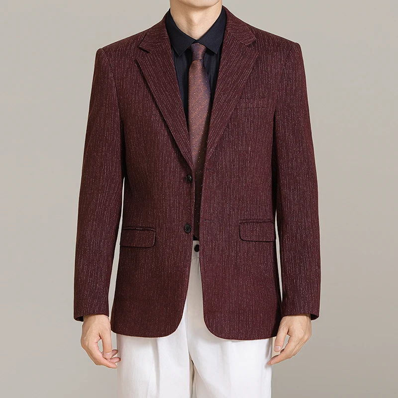 

High-quality, stylish and stylish Korean-style fitted suit for business men, fashionable and casual meteor shower striped suit j