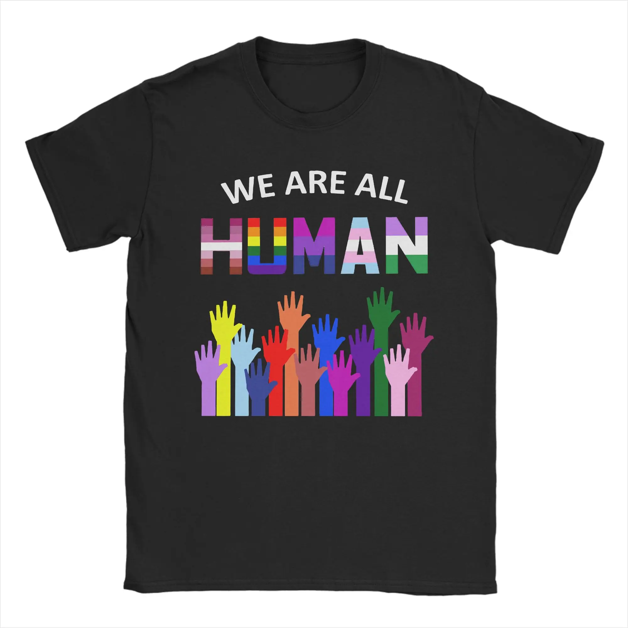 We Are All Human LGBT Gay Rights Pride Ally Gift T-Shirt for Men Love Wins Pure Cotton Tee Shirt Round Collar T Shirts Plus Size