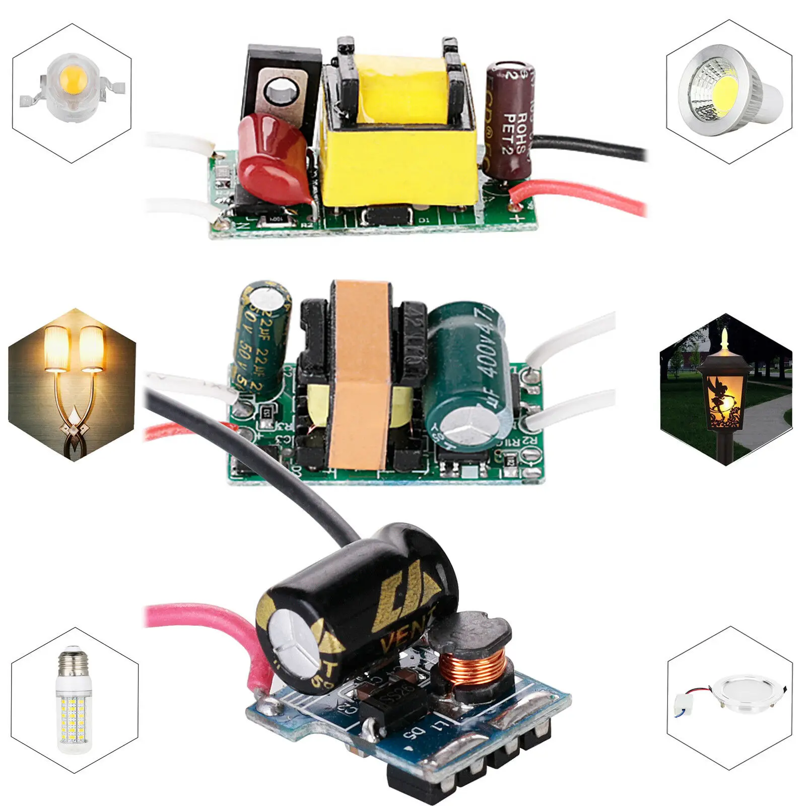 Ca 85-265V 12V 110V 220V LED Driver ingresso 3W - 7W alimentatore trasformatori per lampade dimmerabili a corrente costante 300mA integrati