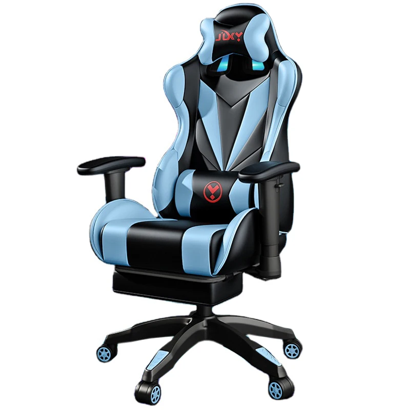 Altavoz de elevación de Gas ajustable en altura Silla Gamer Silla de ordenador Silla de juegos de cuero Pu con reposapiés y masaje