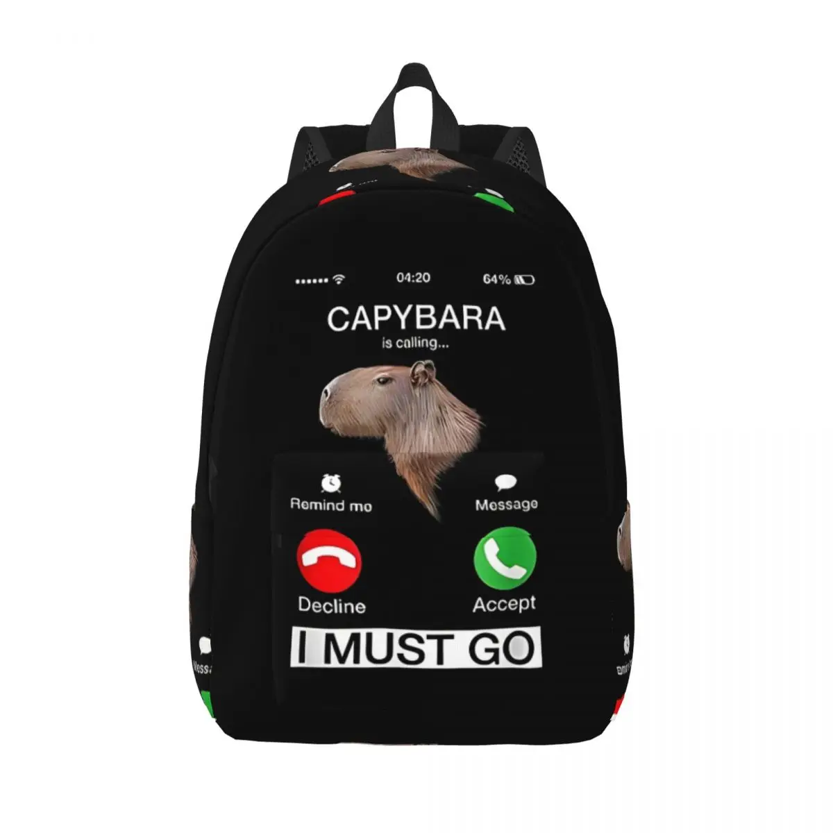 Capybara Is Calling Backpack for Boy Girl Kids Student School Bookbag Daypack Kindergarten Primary Bag Lightweight