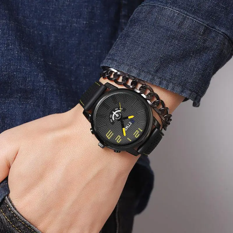 2024 new men\'s fashion trend silicone watch men\'s quartz simple car line ultra-thin