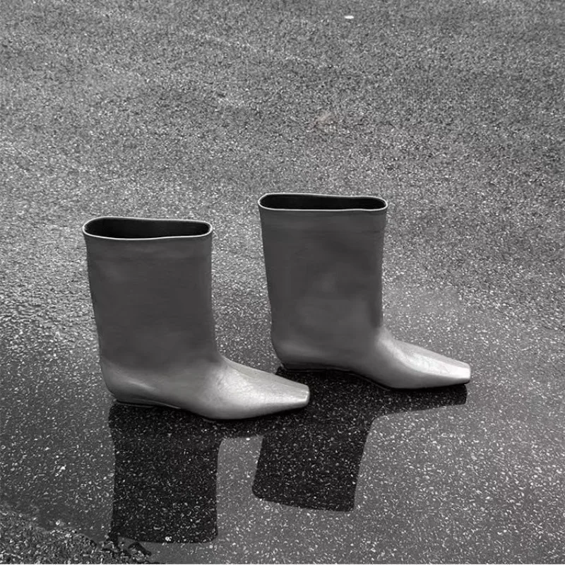 النساء 2025 الخريف والشتاء جديد إسفين كعب أحذية بوت قصيرة أشار تو منتصف أنبوب الرجعية عالية الكعب بنطلون الأحذية