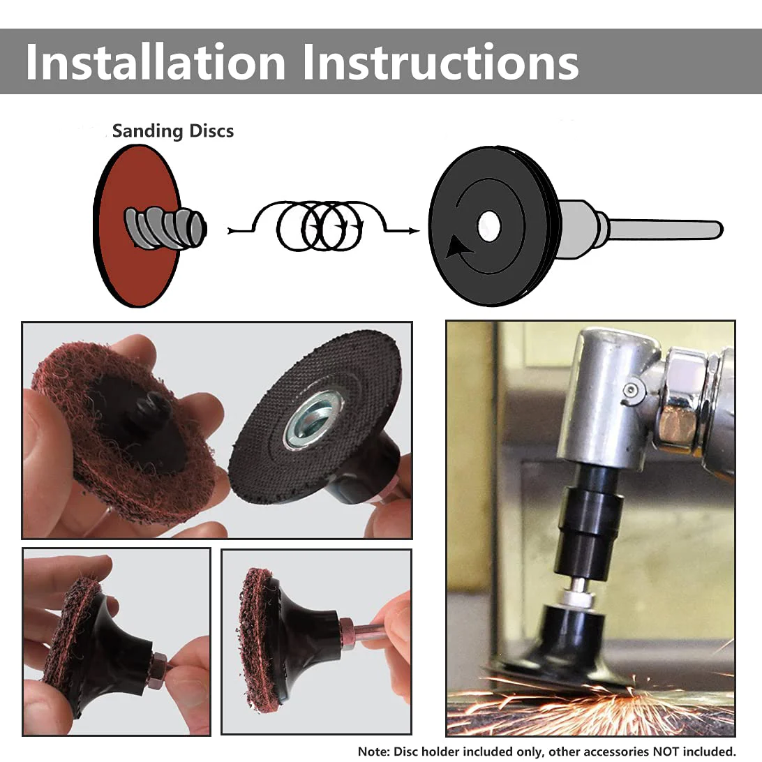 27 Pcs 3 Inch Quick Change Disc Set with 1/4" Holder Lock Sanding Disc for Surface Prep Strip Grind Polish Finish Burr Rust