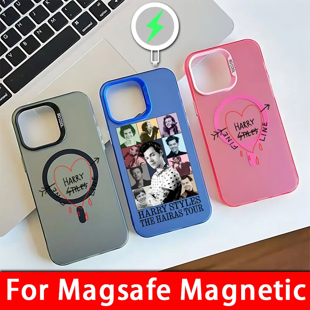 Styles Love On Tour Harrys Magsafe Magnetic Phone Case for IPhone 11 12 13 14 15 16 Pro Max Plus Border Silver Plated Cover