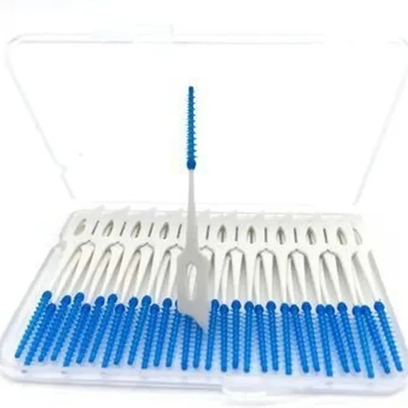 40pcs/box Interdental Brush Orthodontic Brush Cleaning Teeth Gaps Oral Care Soft Silicone Head Interdental Brush Good for Gums