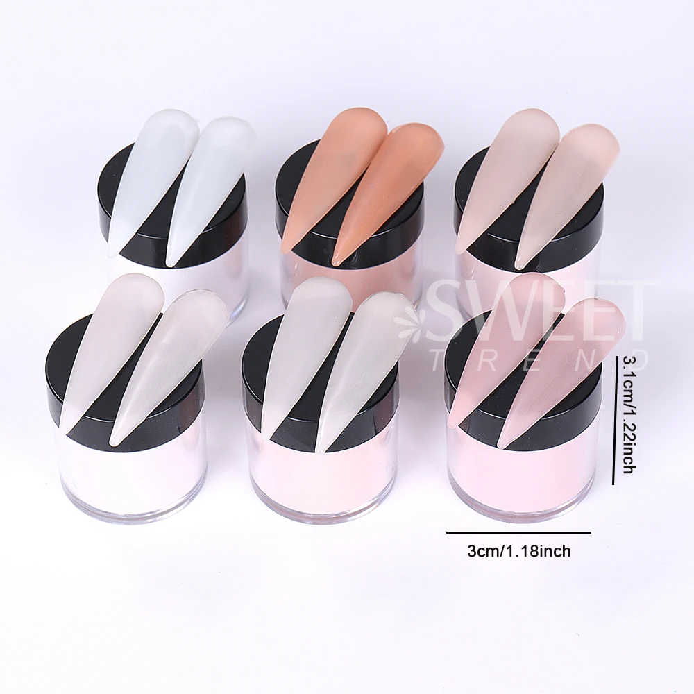 Poudre acrylique professionnelle pour ongles, 6 couleurs, rose, marron, blanc, Nude, polymère pour pointes 3D françaises, sculpture, Extension d'ongles, poudre acrylique
