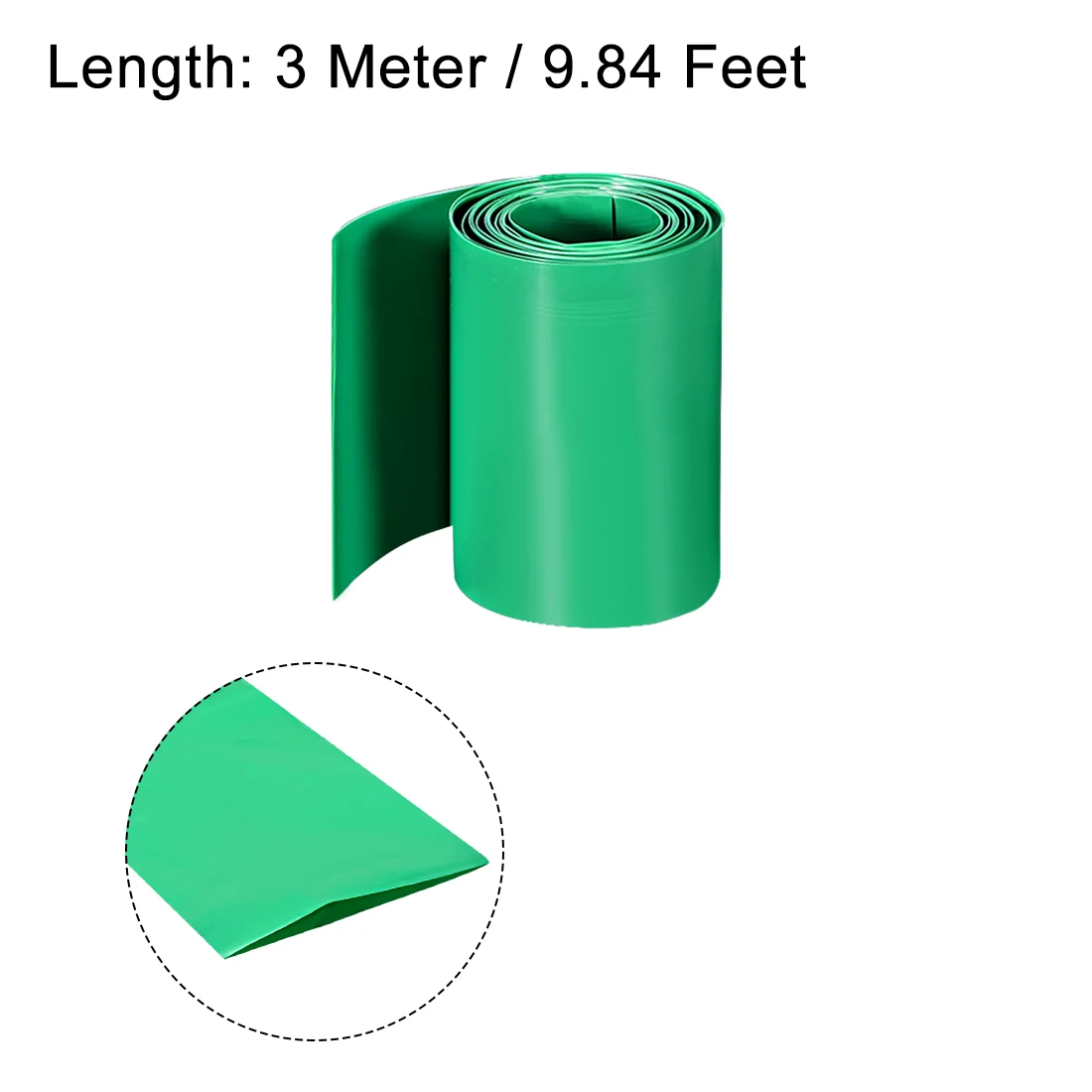 1/2/3/5Meter PVC Heat Shrink Tubing 20-102mm Diameter 31-160mm Flat Width Pre Cut Heat Shrink Wrap Tube for Power Supplies Green