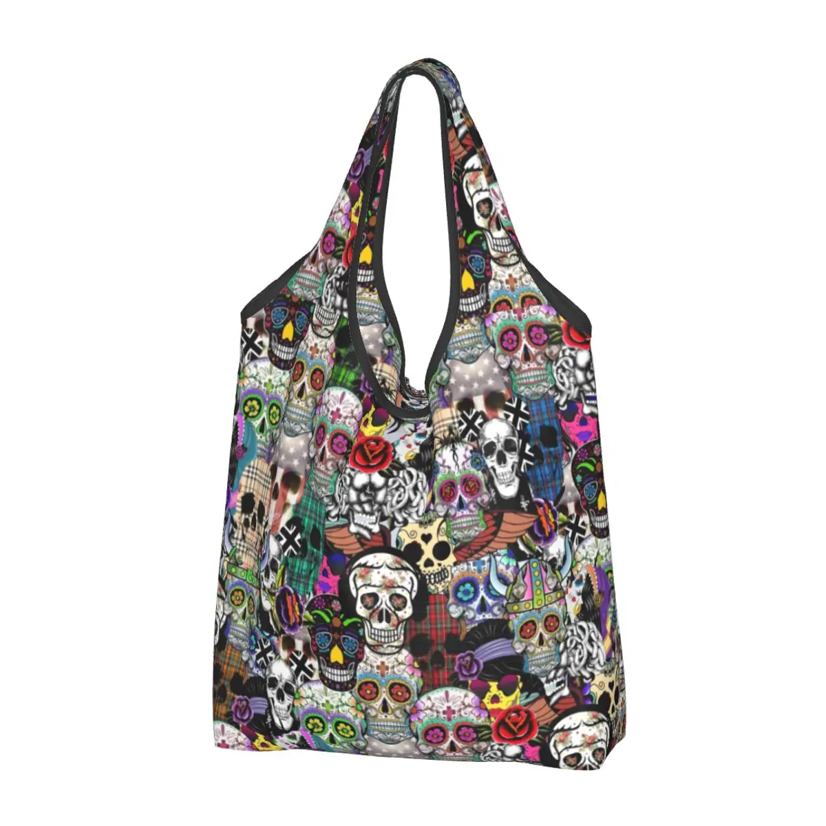 Funny Printing Skull Print Horror Shopping Tote Bag Portable Shopper Shoulder Skeleton Death Handbag