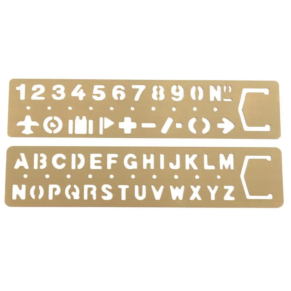 School Supplies Brass Ruler Bookmark Hollow Letters Number Letter Bookmark Straight Ruler Multifunction Metal Bookmark Reading