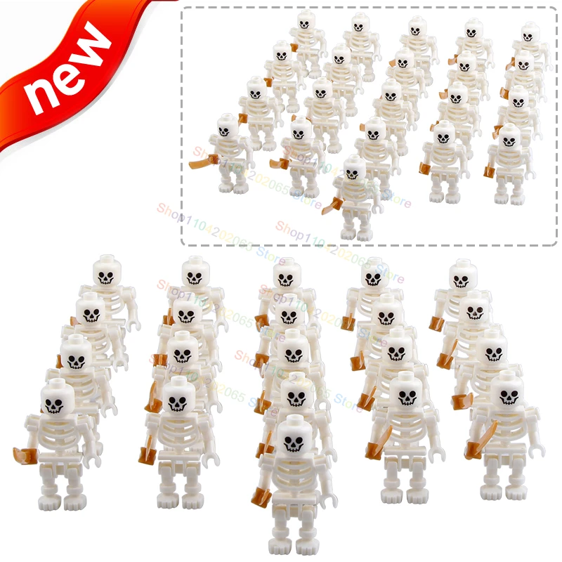 Medieval Castle Knight Skeleton Pirate Soldier Warriors Building Blocks Strong Orcs Figures Collection Toys For Kids Gifts AX007