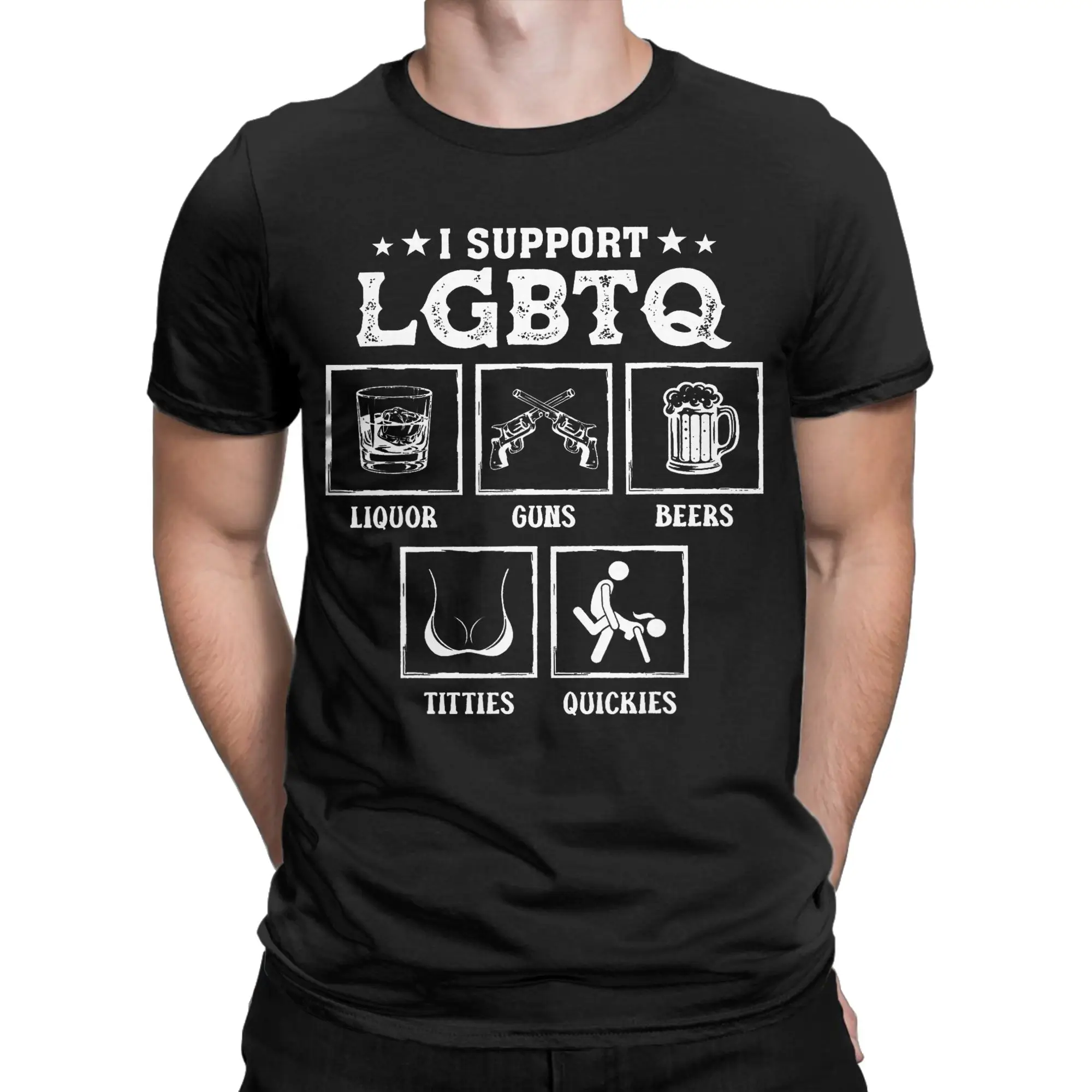 I Support LGBTQ Funny Sarcastic T Shirt Summer  100 Cotton T-Shirts For Men Custom DIY Tshirt Short Sleeve Awesome Top Tees view 2
