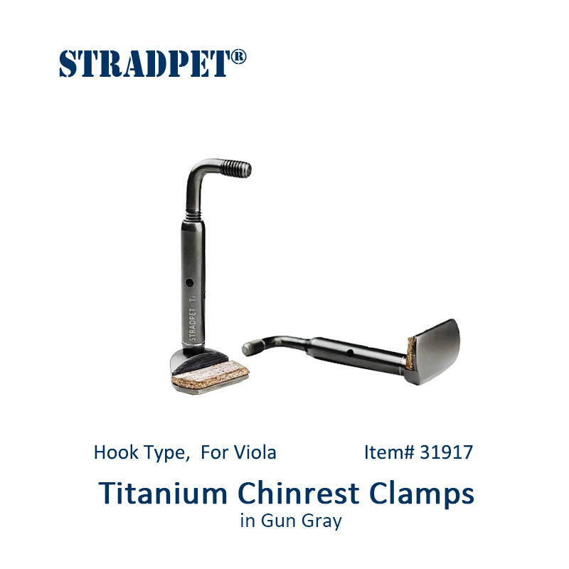 STRADPET Hook Type Titanium Chinrest Clamps, in Bright or Gun Gray, Refined or Common Versions Option, for Viola