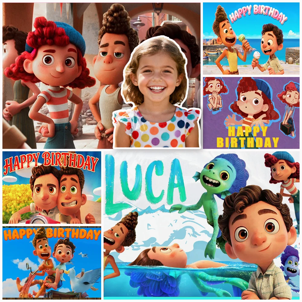 

Disney Luca Sea Monster Theme Birthday Party Decoration Background Summer Friendship Day Kids Cartoon Anime Backdrop Baby Shower