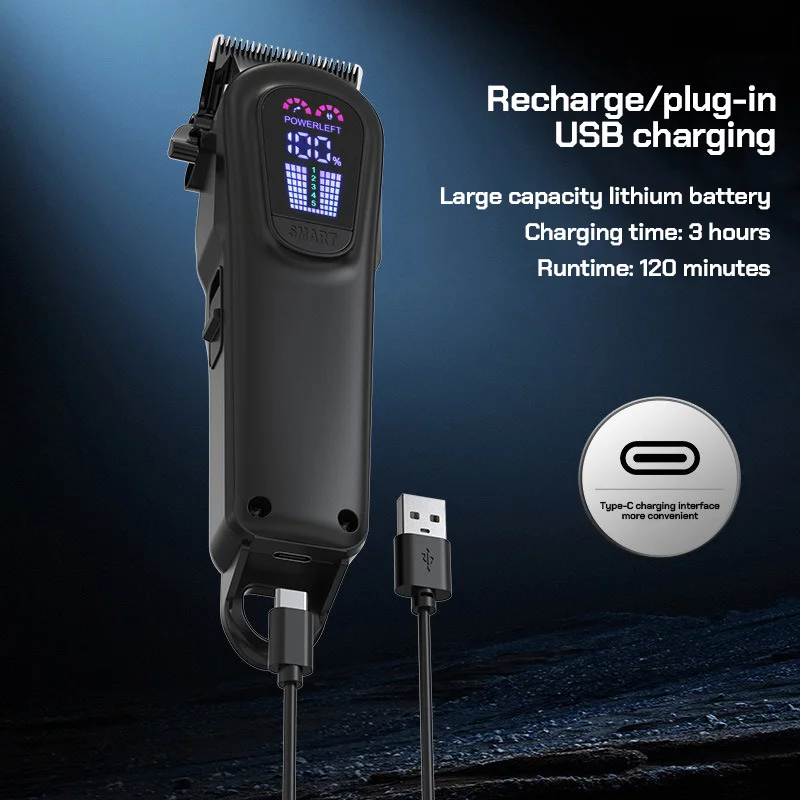 5-سرعات المحرك المهنية مجموعة 3 ألوان مقص الشعر L-939W 5-سرعة تعديل اللاسلكي المتقلب أدوات الحلاق صالون الحلاقة للرجال