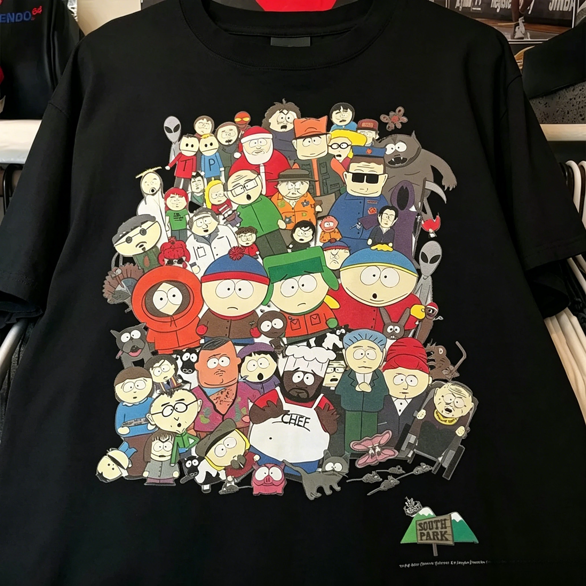 Men's Retro South Park Cartoon Printed T-Shirt Short Sleeve American Brand Tide Cartoon Design Men's Fashion Retro Tee