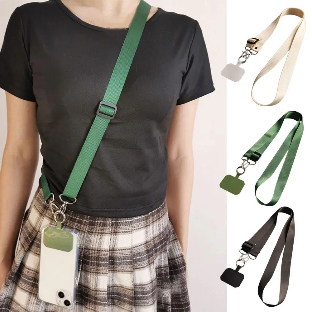 Long Crossbody Lanyard Mobile Phone Lanyard Woven Twill Strap Strap Phone Clip Solid Universal Neck Phone Style Long C X2j2