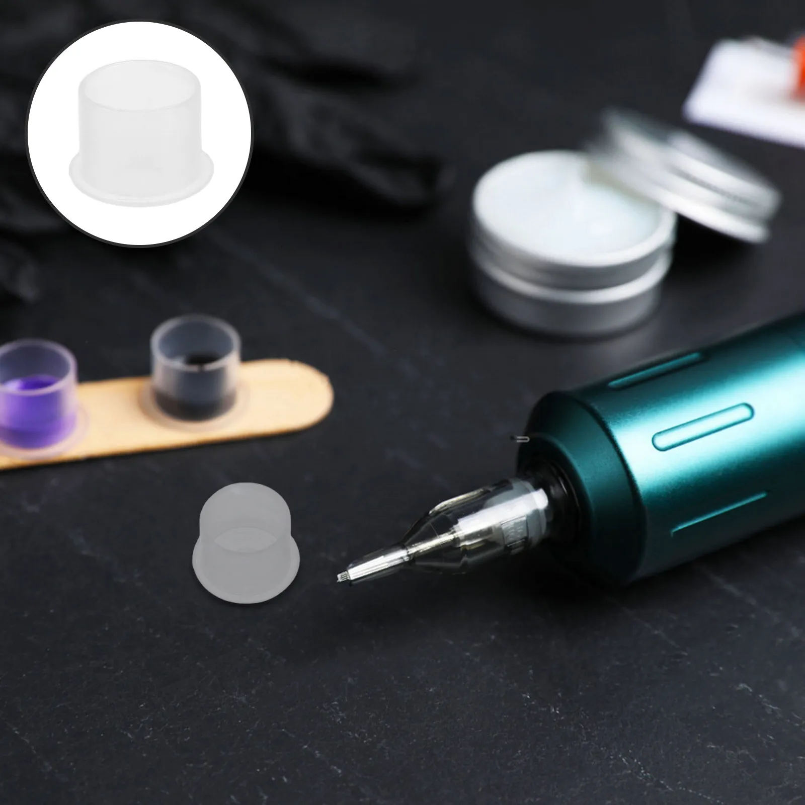 

600Pcs Tattoo Ink Caps Plastic Round Shape Small Size Pigment Cups Tattoo Supplies Ink Storage Cups for Professional Tattooing