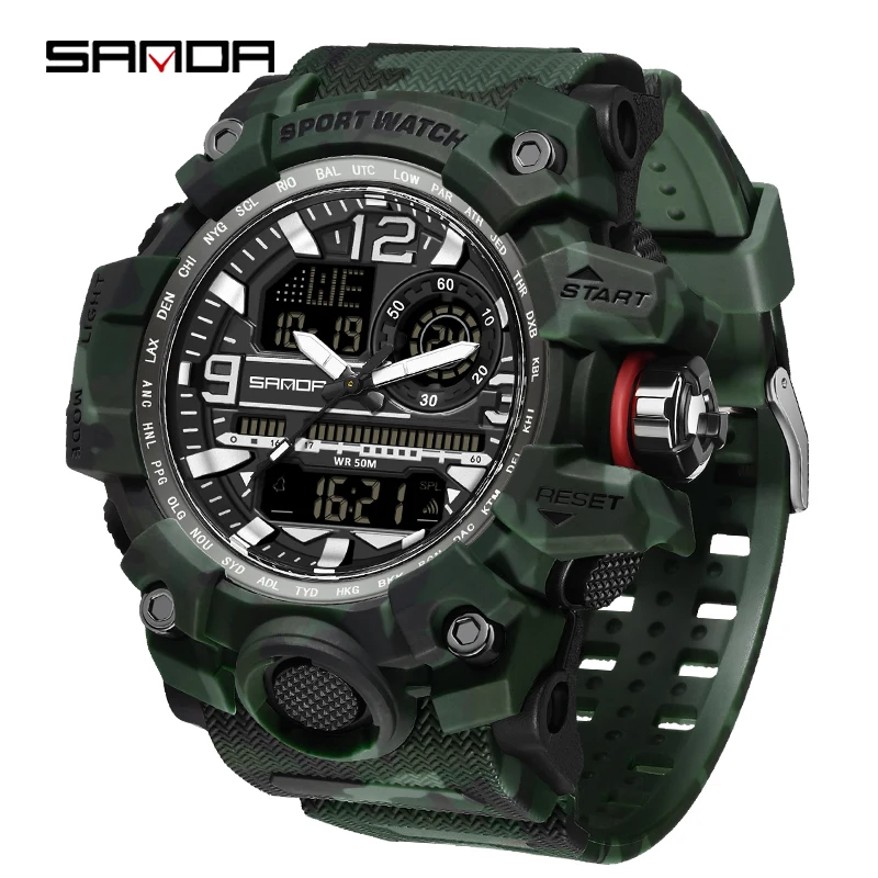 

SANDA Sports Men Watches Luxury Military Quartz Electronic Watches Stopwatch Waterproof LED Digital Wristwatch Relogio Masculino