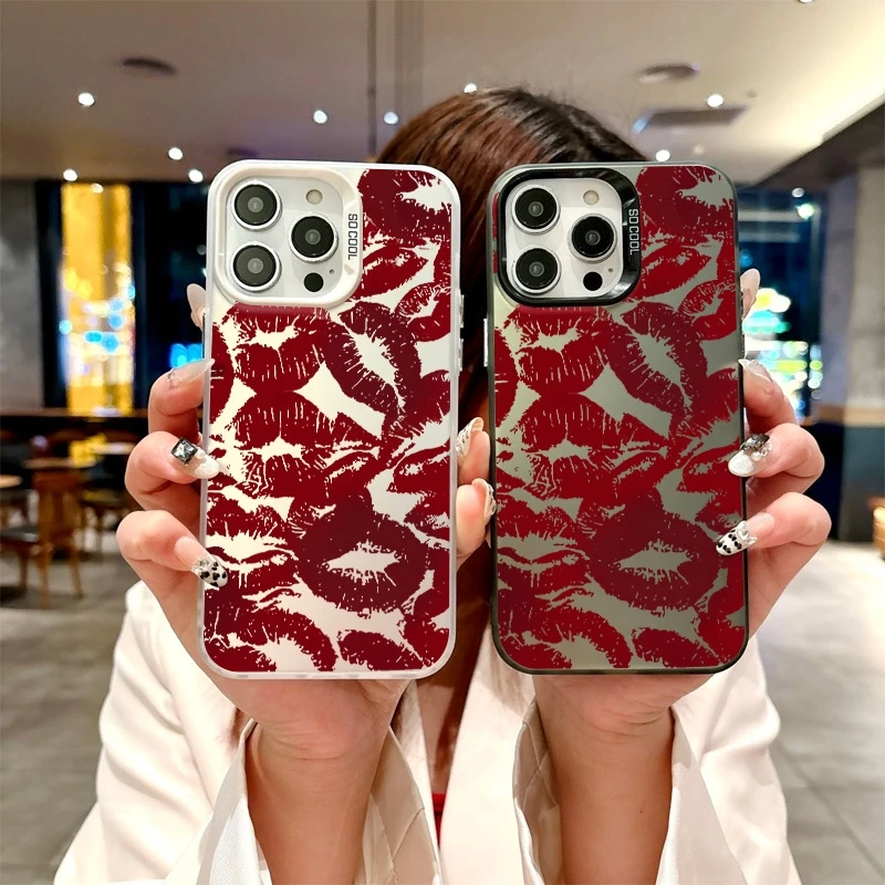 Pattern Phone Lips Case for iPhone 17 Pro Max 16e 16 15 14 13 Air 12 11 8 7 Plus Shockproof Cover 