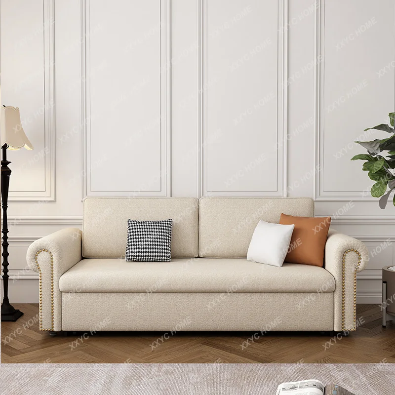Sofás Beige de Lujo para Sala de Estar, Sofá Cama Moderno Europeo de Diseño, Sofá de Dos Plazas para Dormitorio, Muebles para el Hogar