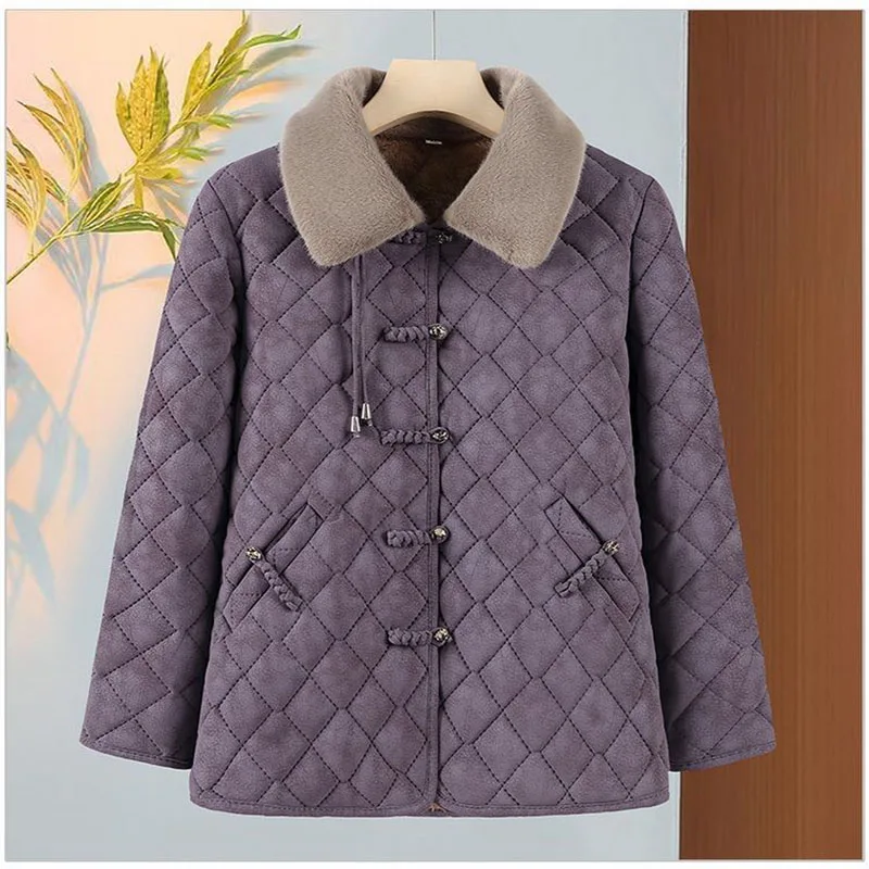 Nowa Kurtka Damska z Wypełnieniem Bawełnianym dla Młodych Mam, Płaszcz Damski Średniego Wieku, Modna Kurtka Zimowa Damska 2025, Ciepła Damska Kurtka z Aksamitu
