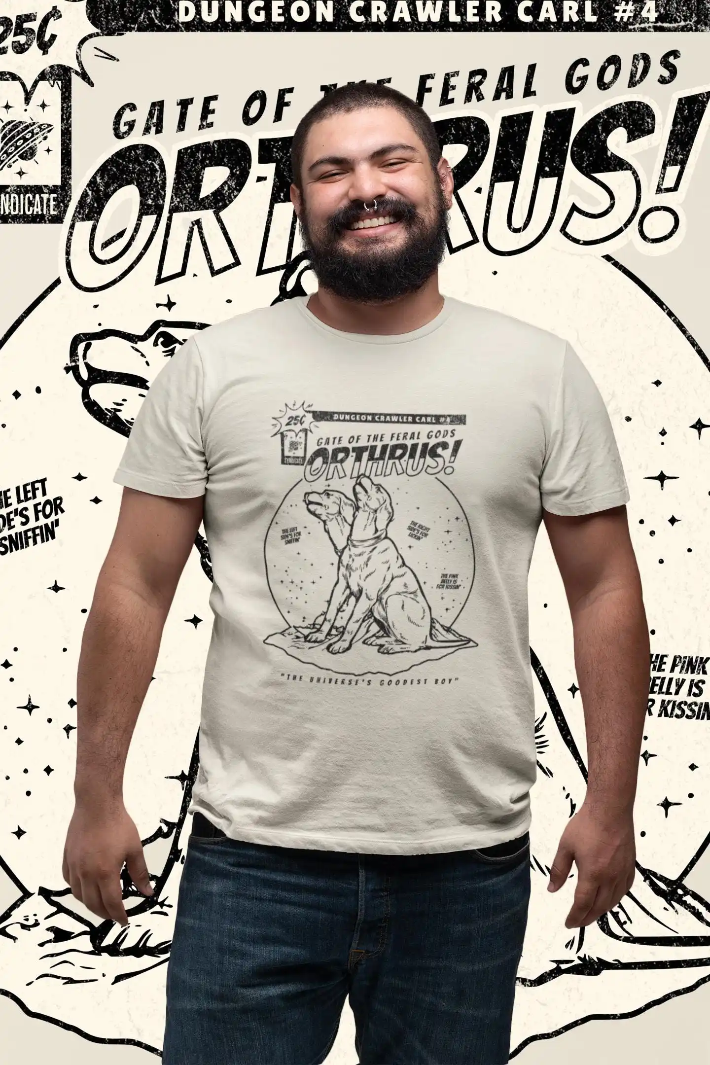 Dungeon Crawler Carl Comic Shirt | Gate of The Feral Gods Merch, Orthrus Shirt