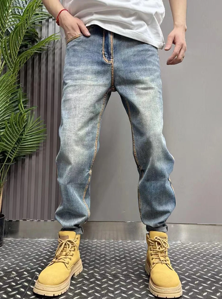 

Мужские летние тонкие джинсы Slim Fit: модные молодежные длинные брюки, повседневные леггинсы, стильная одежда для ежедневного использования