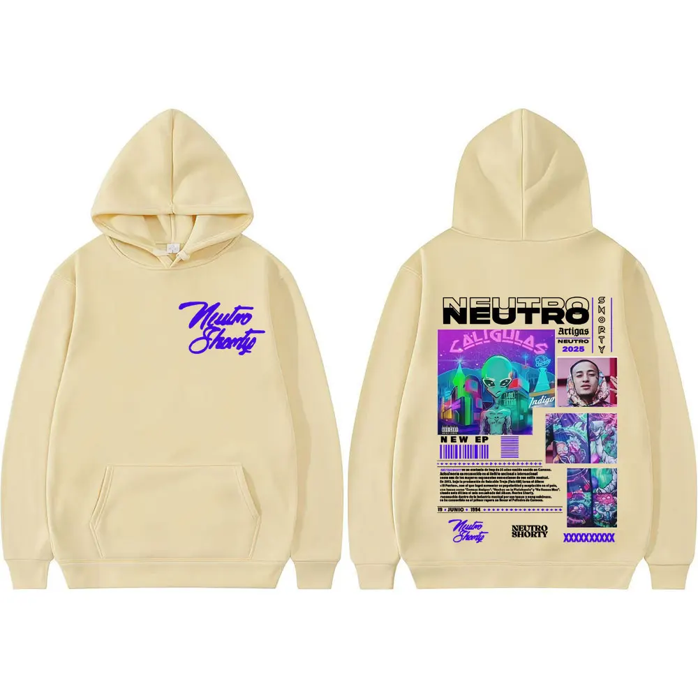 래퍼 Neutro Shorty 앨범 투어 2025 Merch 후드 남성 의류 하라주쿠 힙합 긴 소매 후드 캐주얼 컴포트 스웨터