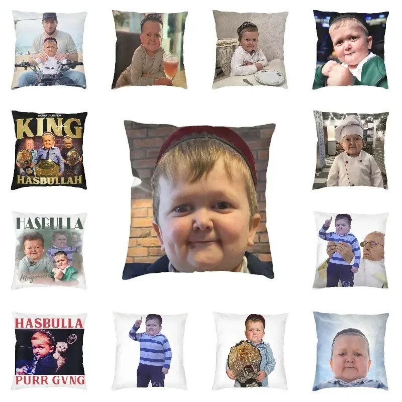 Fashion Hasbulla Magomedov Cushion Cover Funny Hasbullah Smile Throw Pillow for Sofa Square Pillowcase Living Room Decoration