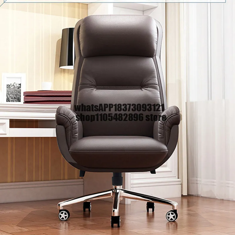 Leather boss chair office simple high-end home study can lie comfortably sedentary computer desk chair